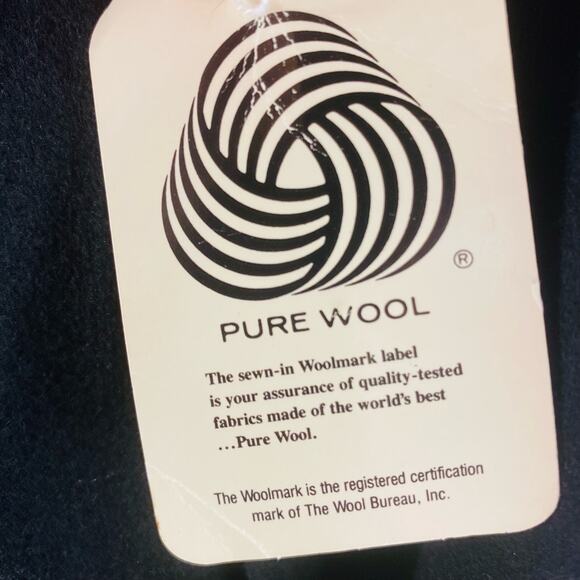 Vintage Woolmark Pure Wool Black High Rise Pleated Trousers Pants - Picture 5 of 7